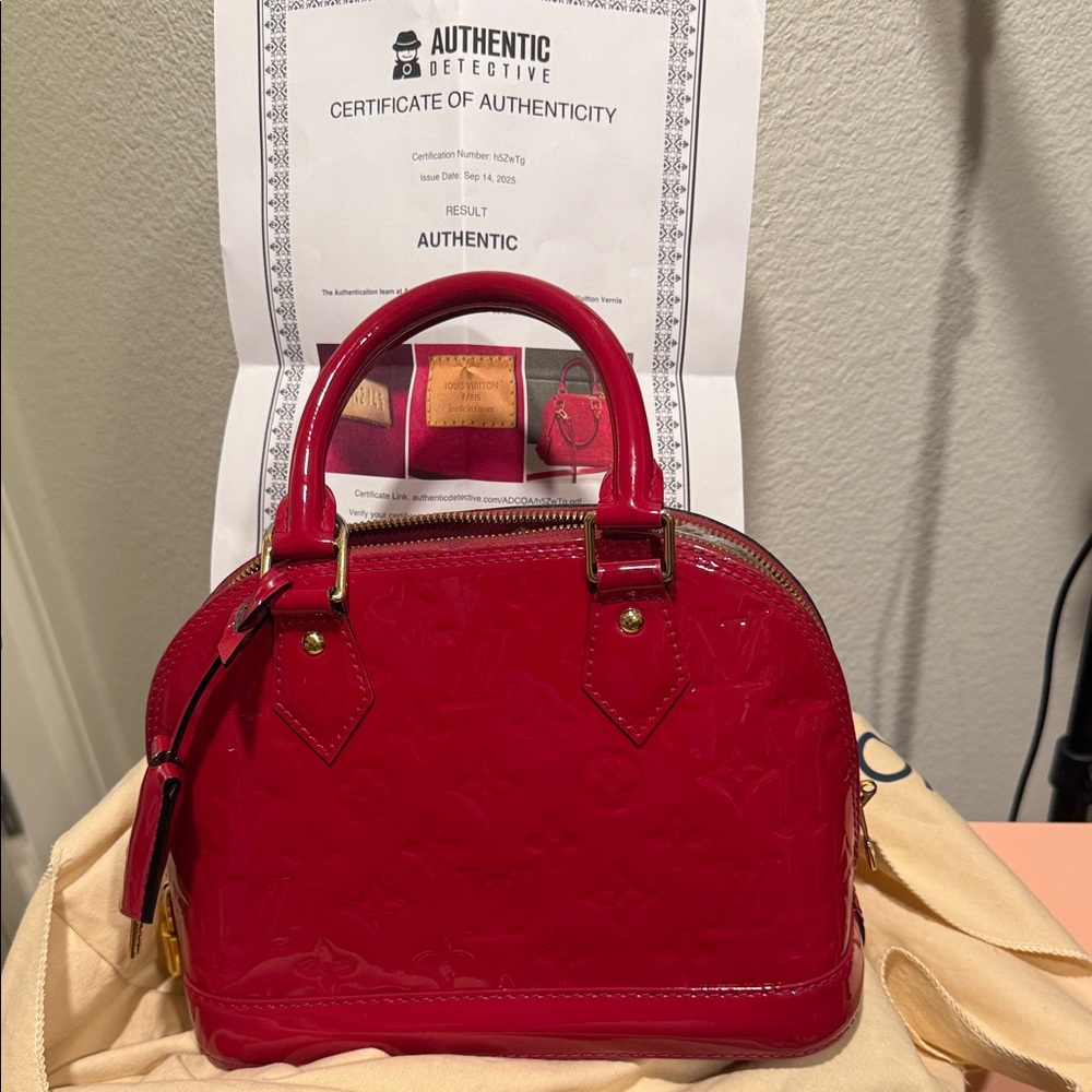 Louis Vuitton Red Mini alma vernis BB Bag with crossbody strap